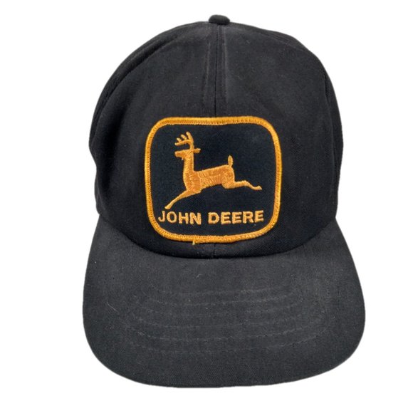 John Deere 6 Panel Swingster Snapback Hat Patch Yellow Black Made in USA - Picture 2 of 7